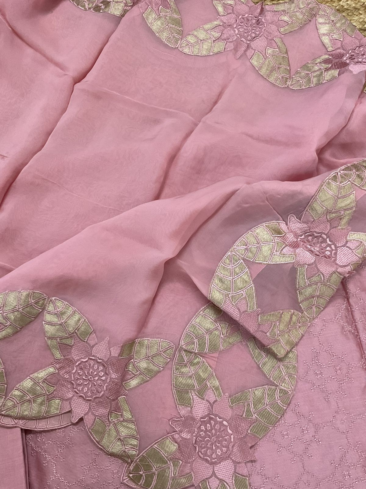 Pure Chanderi Embroidered Suit - Pink