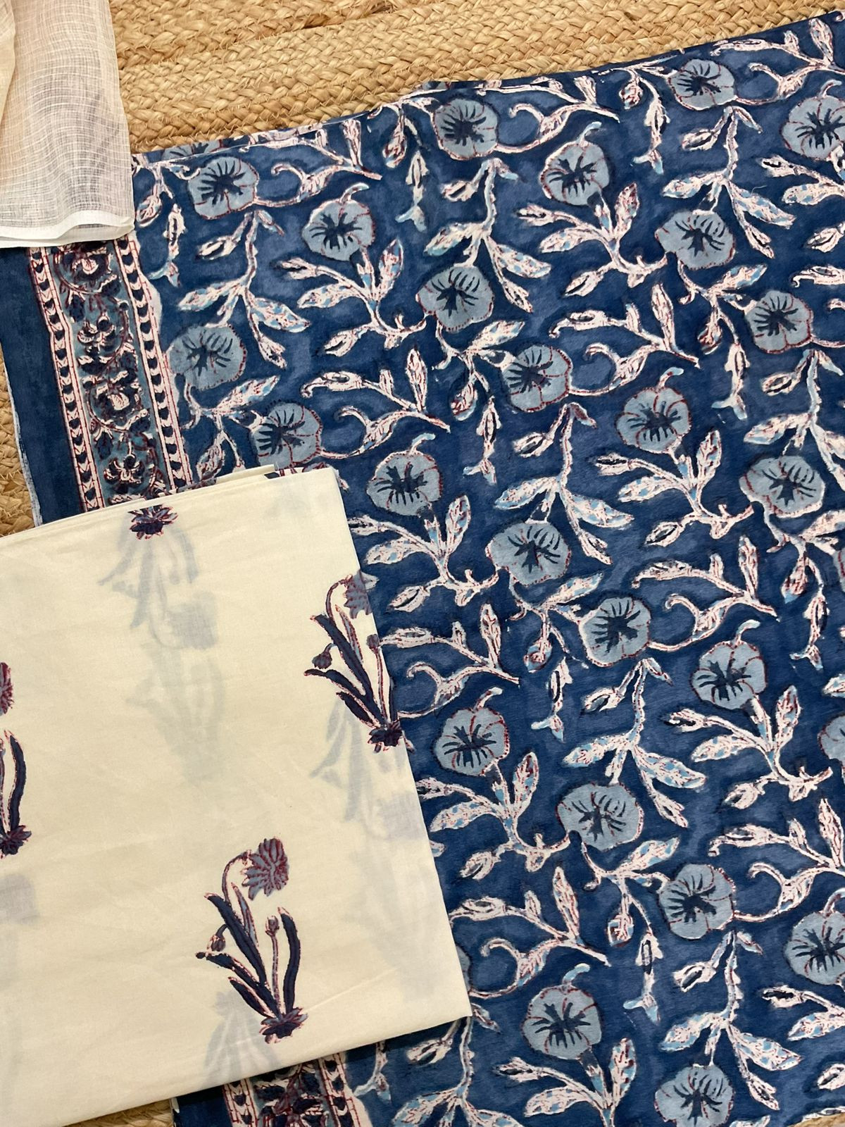 Pure Chanderi Printed Suit - Blue
