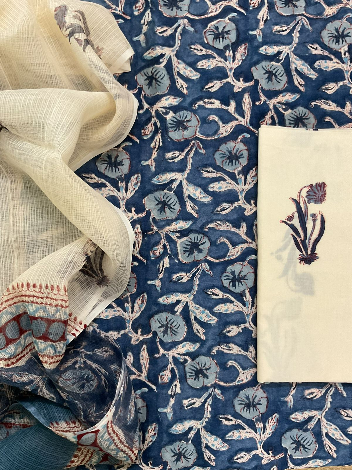 Pure Chanderi Printed Suit - Blue