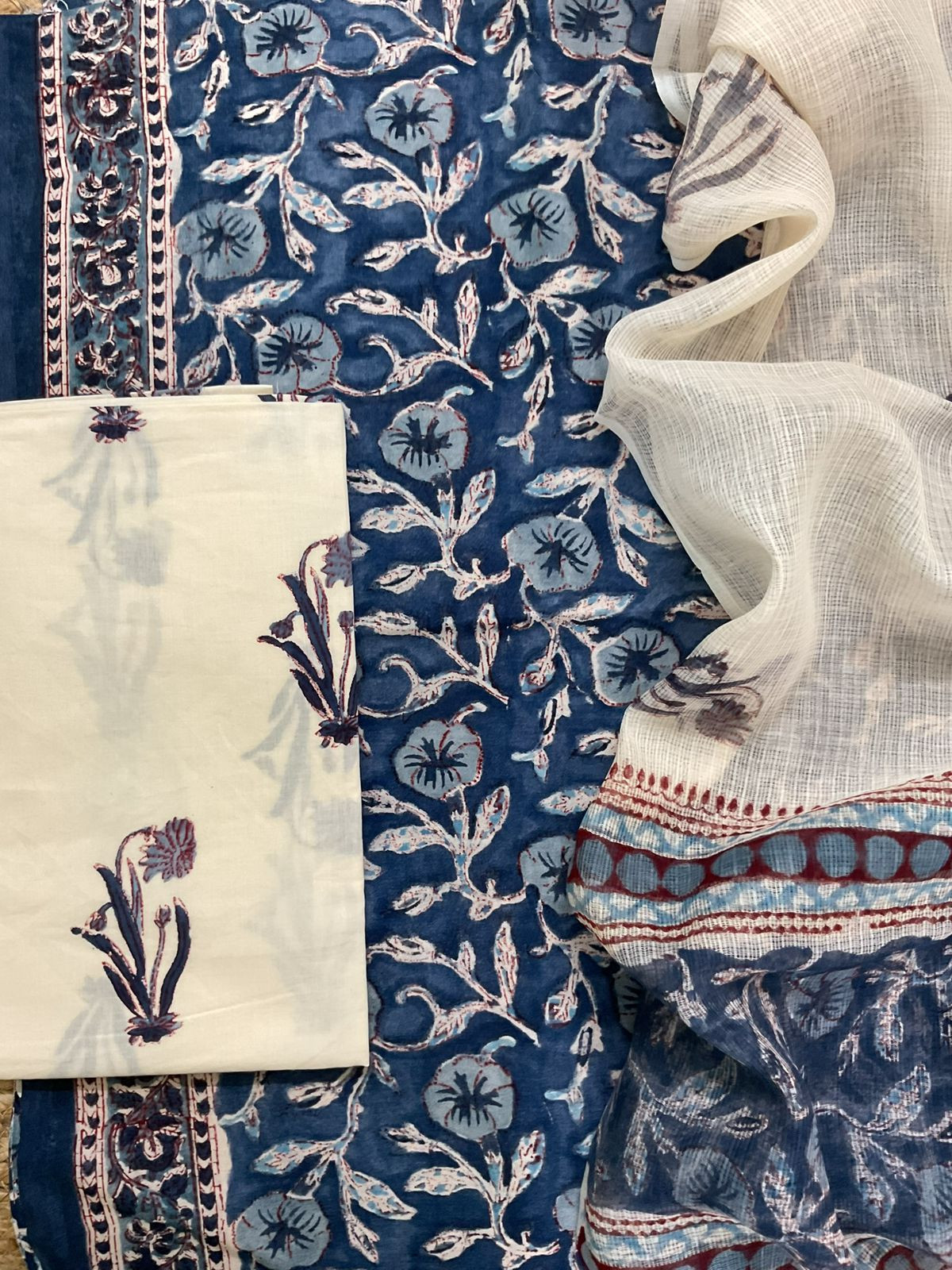 Pure Chanderi Printed Suit - Blue