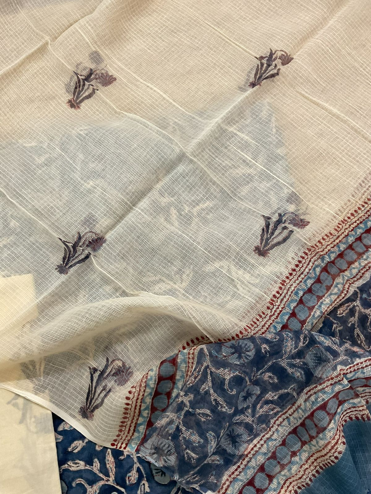 Pure Chanderi Printed Suit - Blue