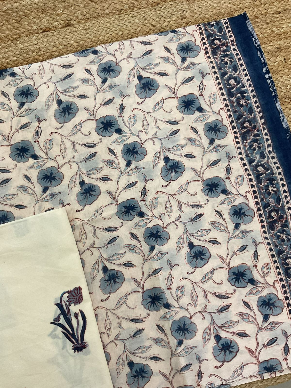 Pure Chanderi Printed Suit - Cream