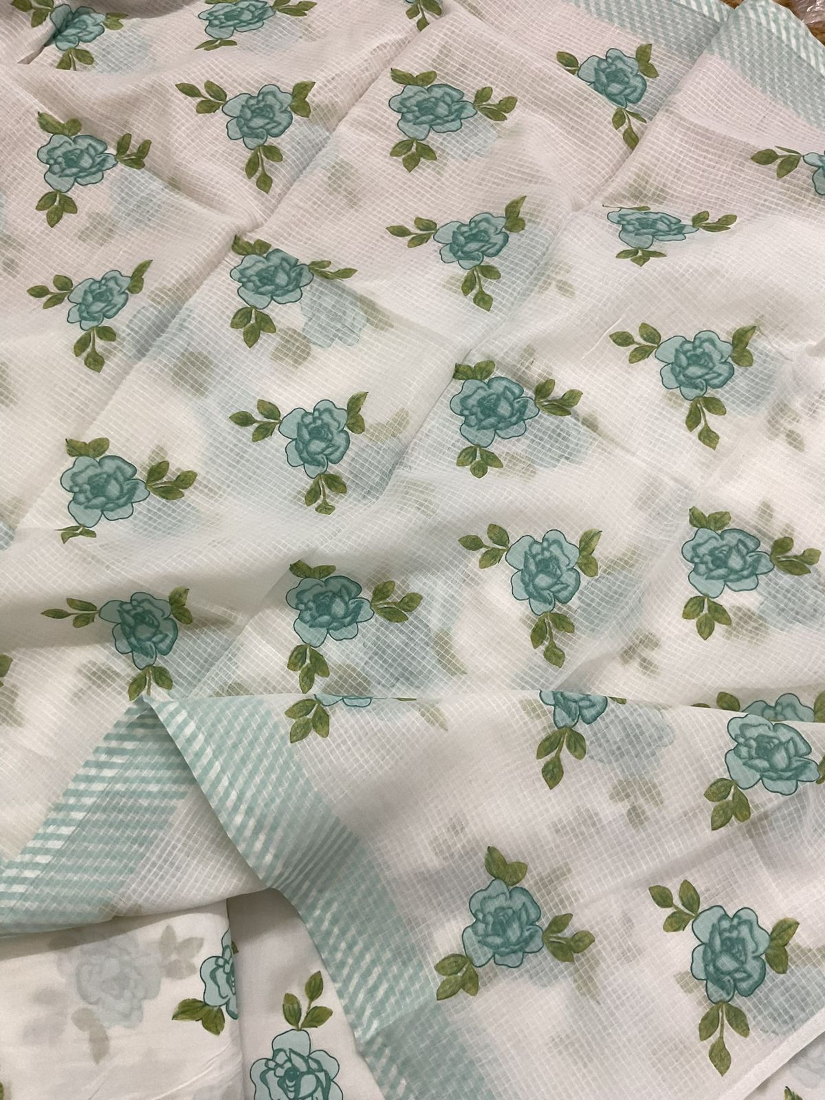 Pure Cotton Printed Embroidered Suit - Off White