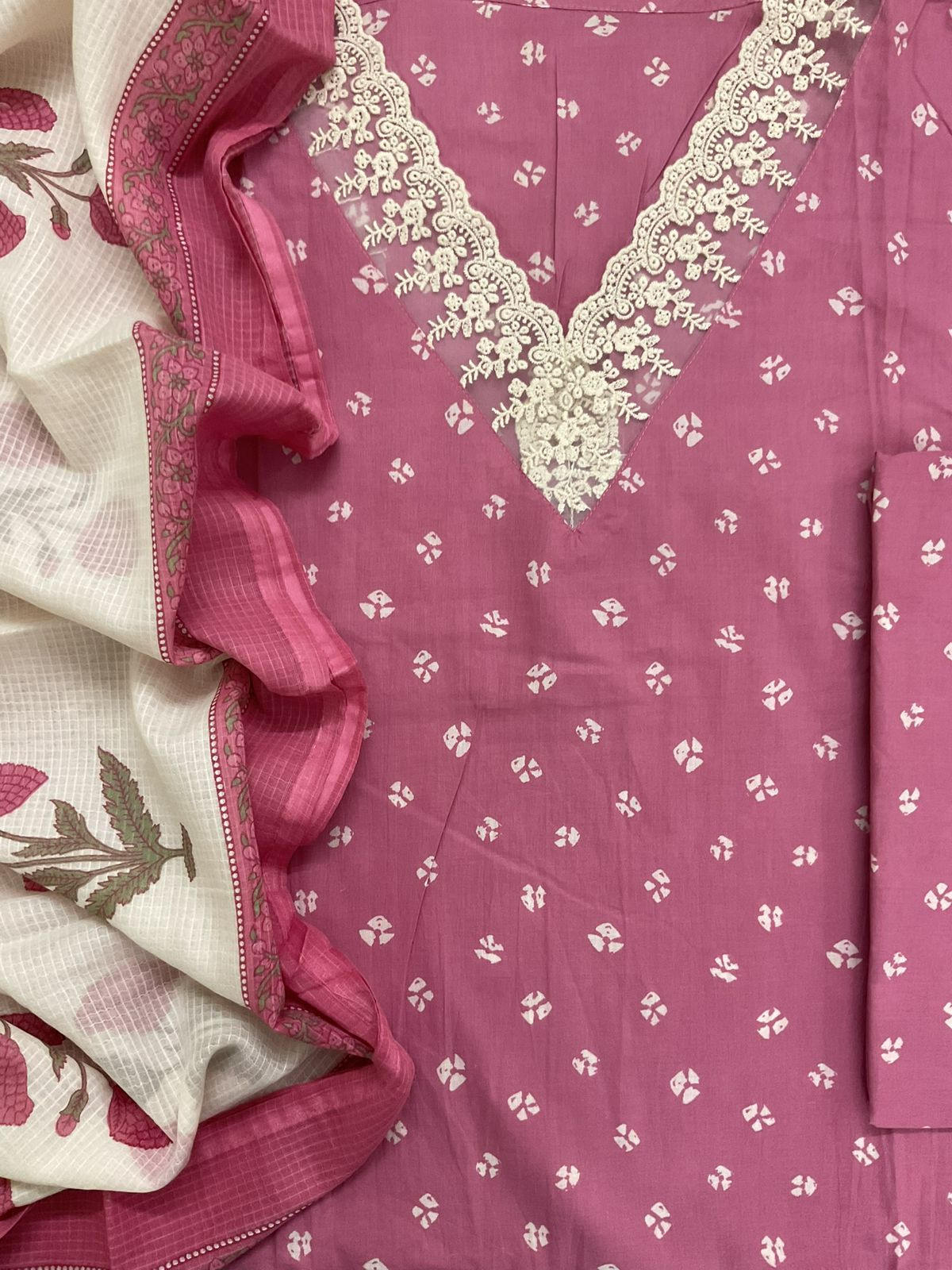 Pure Cotton Printed Embroidered Suit - Pink