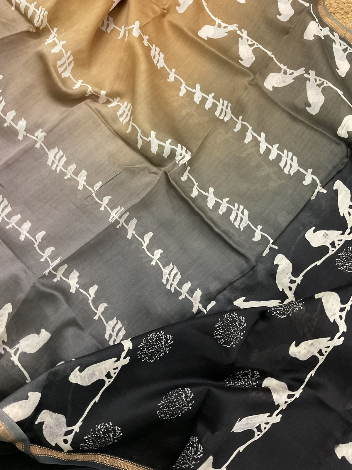 Pure Maheshwari Printed Suit - Black