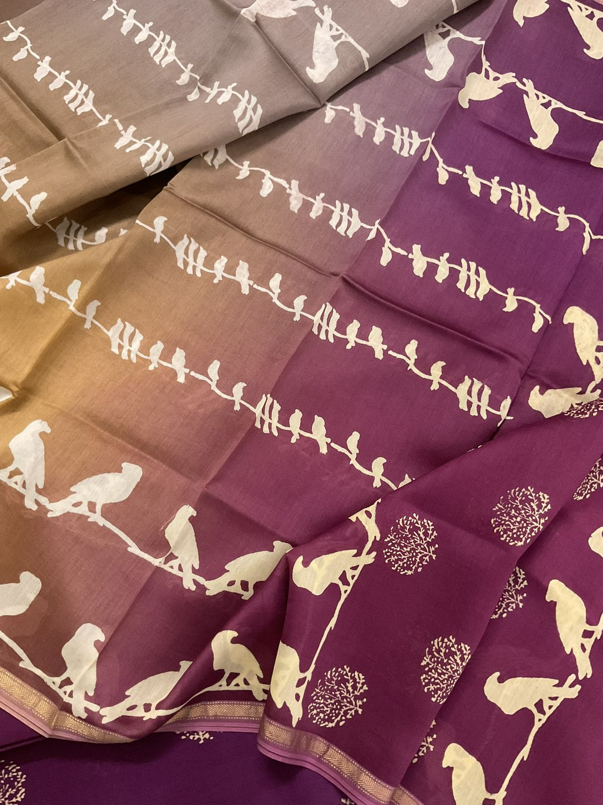 Pure Maheshwari Printed Suit - Purple