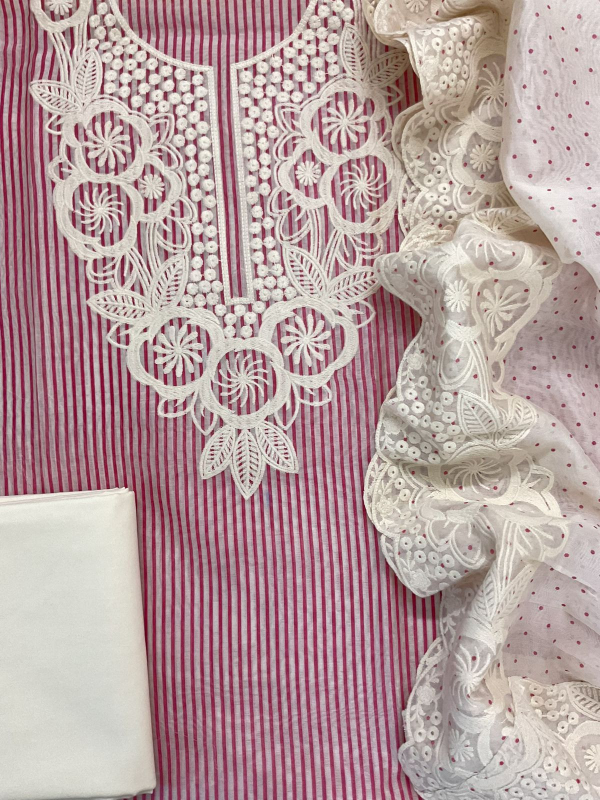Pure Chanderi Printed Embroidered Suit - Pink