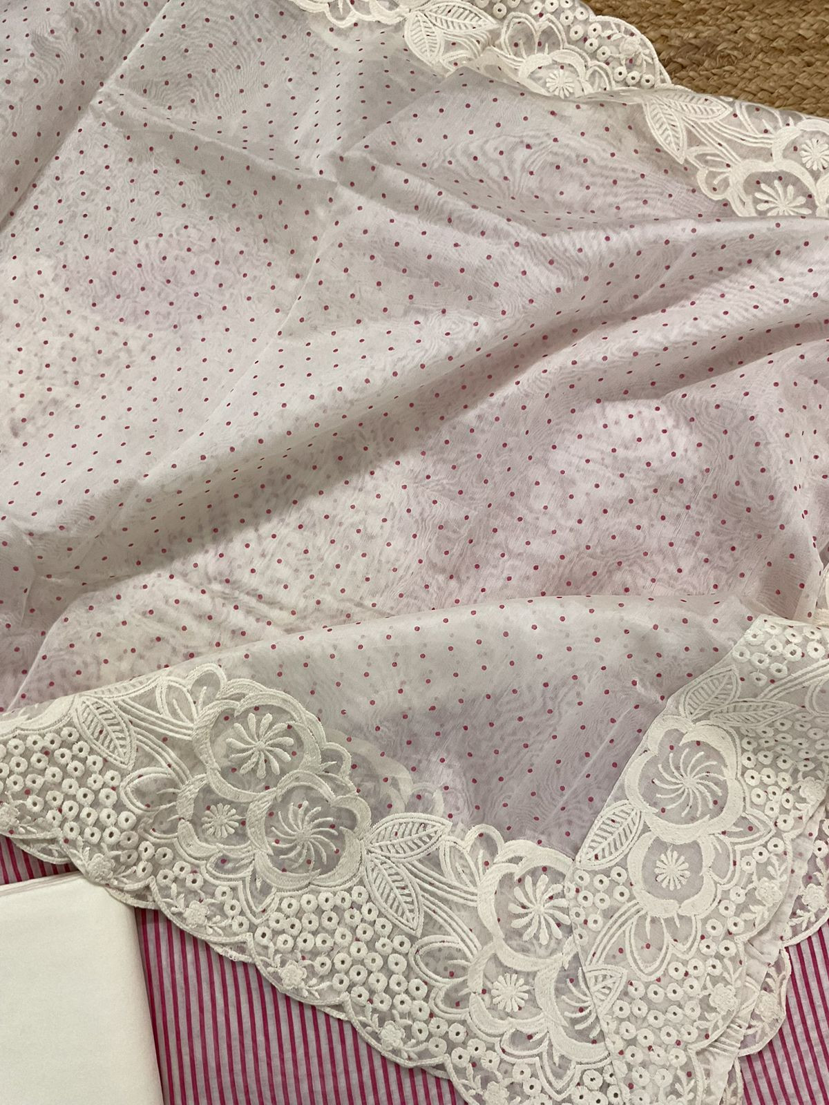 Pure Chanderi Printed Embroidered Suit - Pink