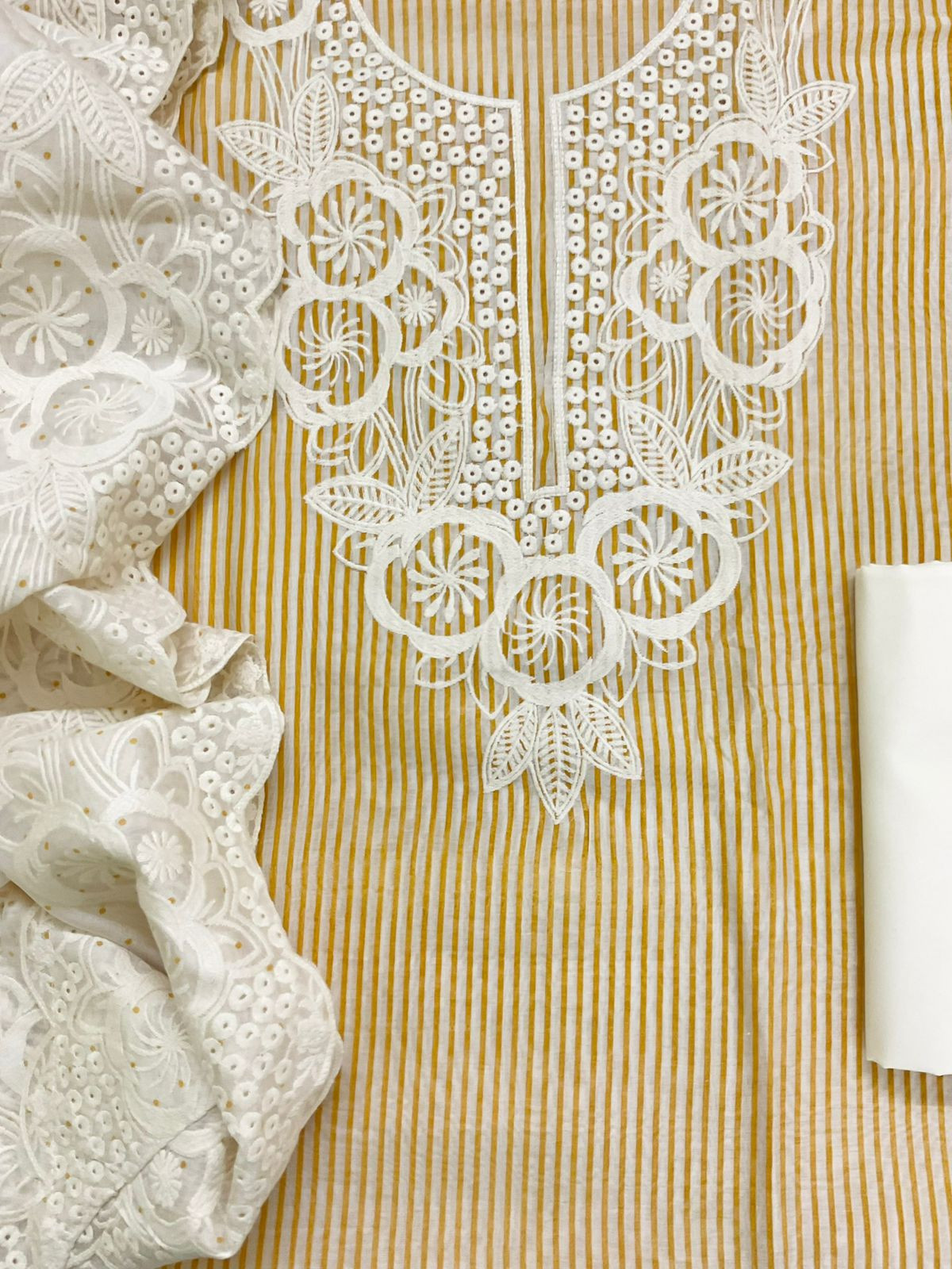 Pure Chanderi Printed Embroidered Suit - Yellow