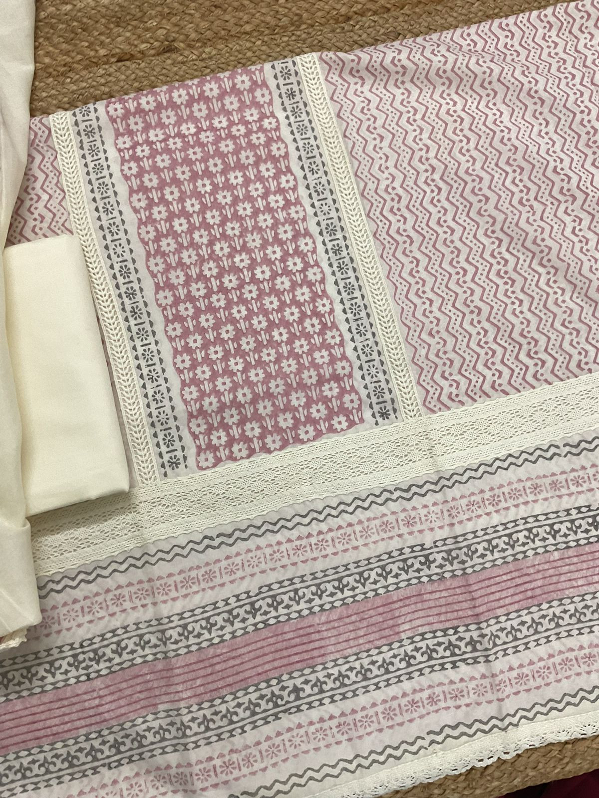 Pure Mul Cotton Printed Embroidered Suit - Pink
