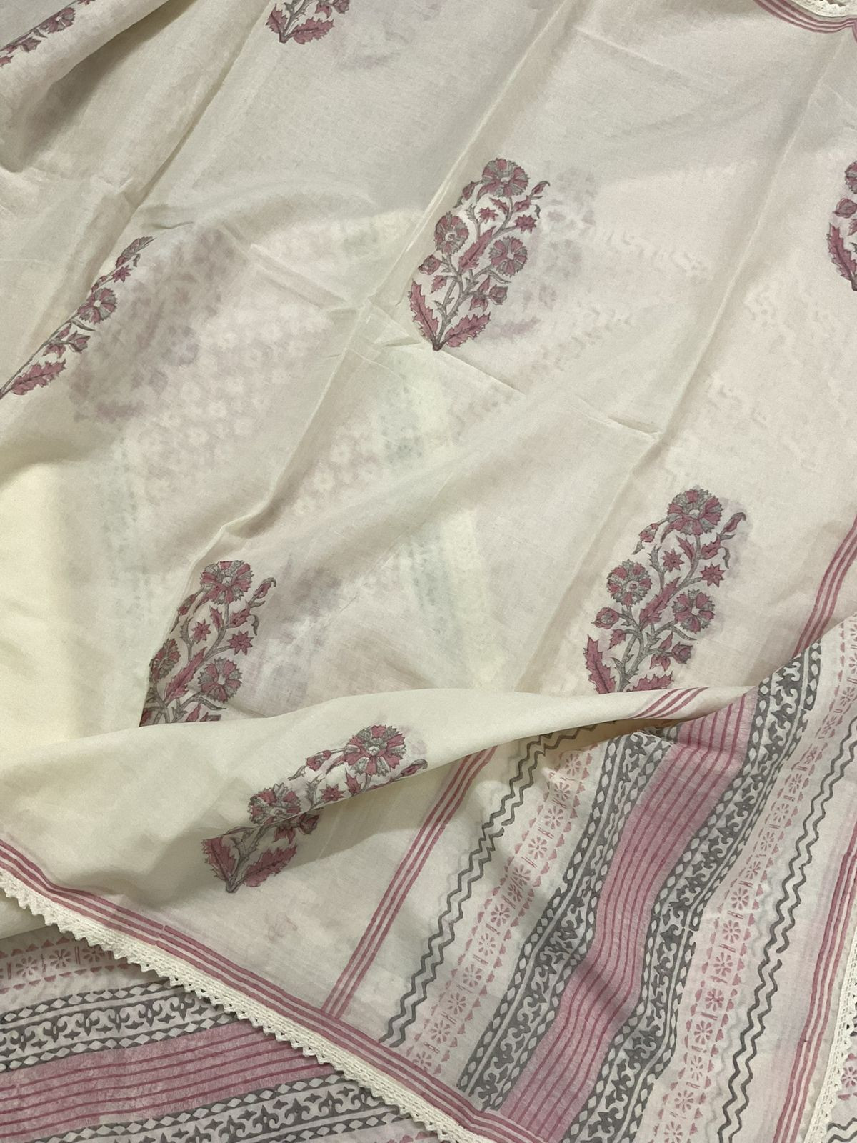 Pure Mul Cotton Printed Embroidered Suit - Pink