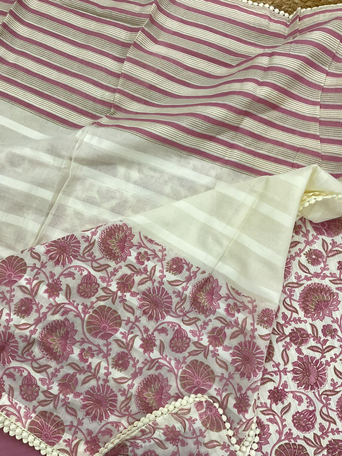 Pure Cotton Printed Self Weaved Suit - Pink