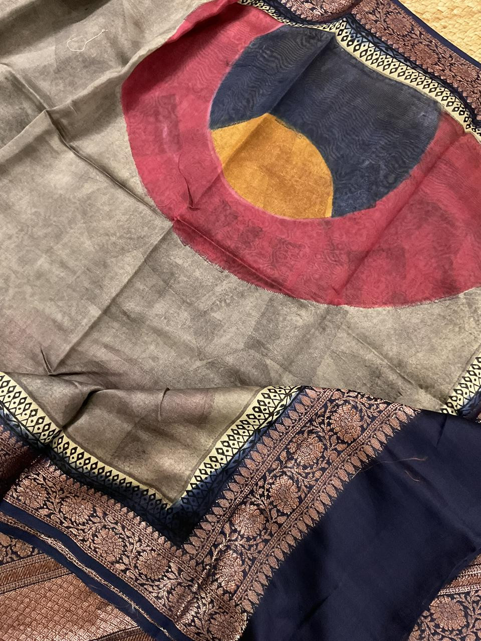 Pure Maheshwari Printed Self Weaved Suit - Blue