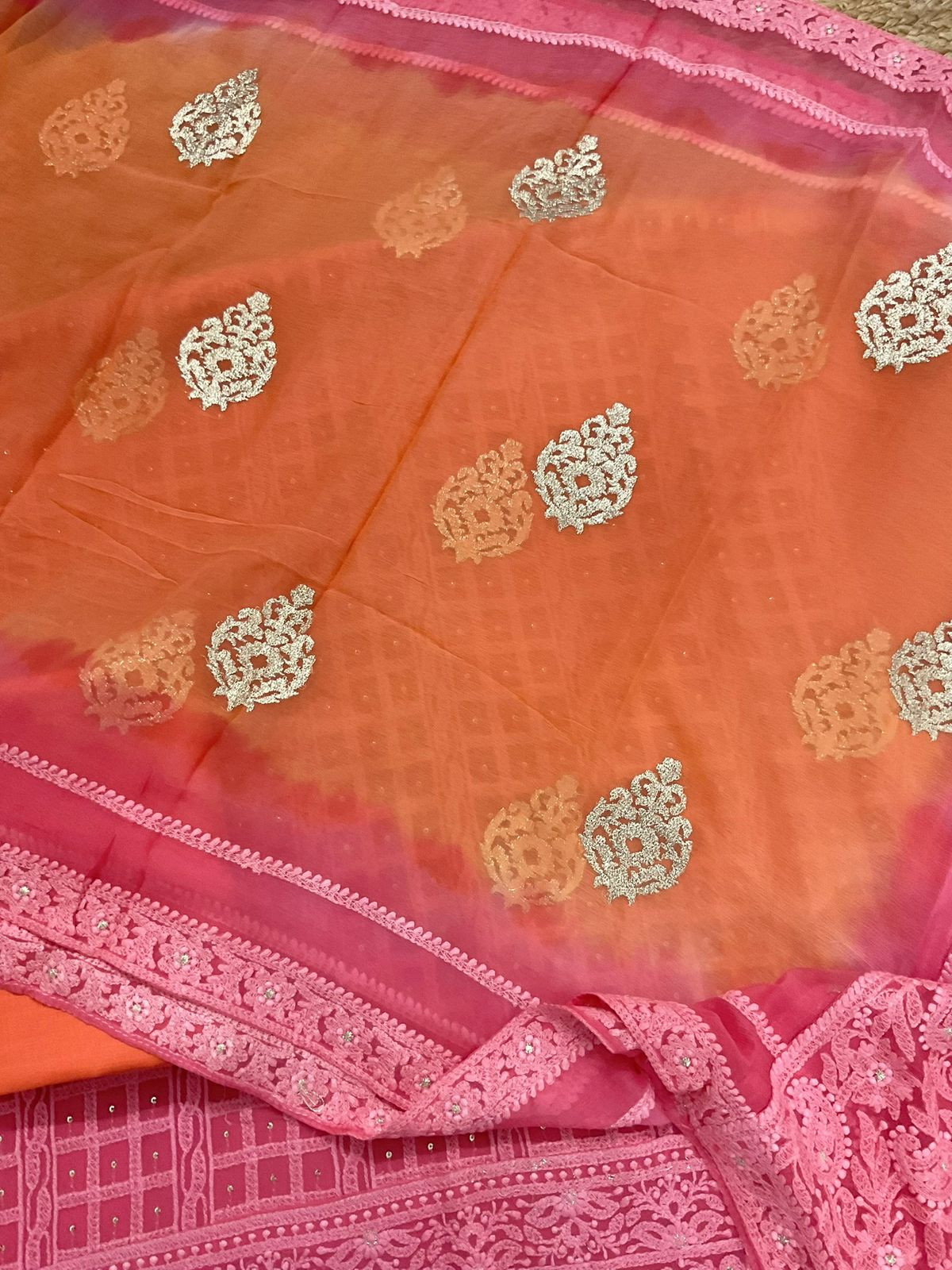 Pure Georgette Embroidered Suit - Pink