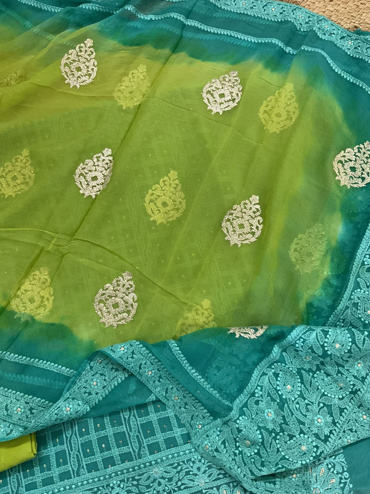 Pure Georgette Embroidered Suit - Blue