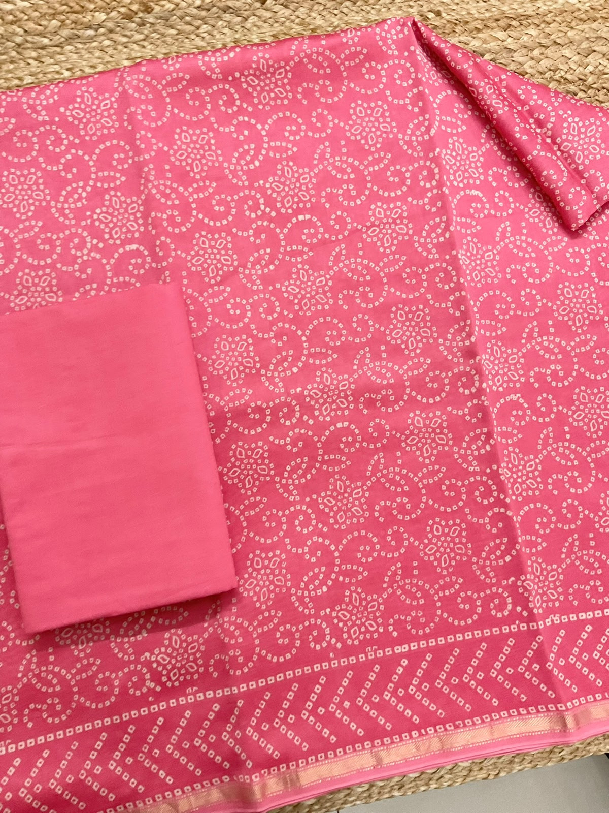 Pure Maheshwari Printed Suit - Pink