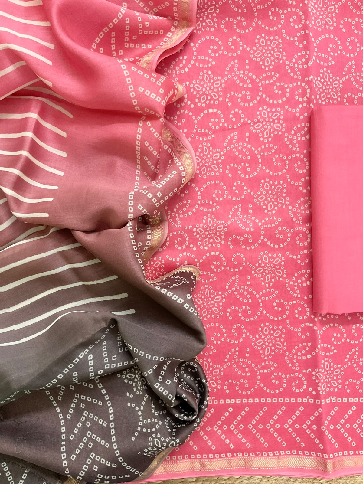 Pure Maheshwari Printed Suit - Pink