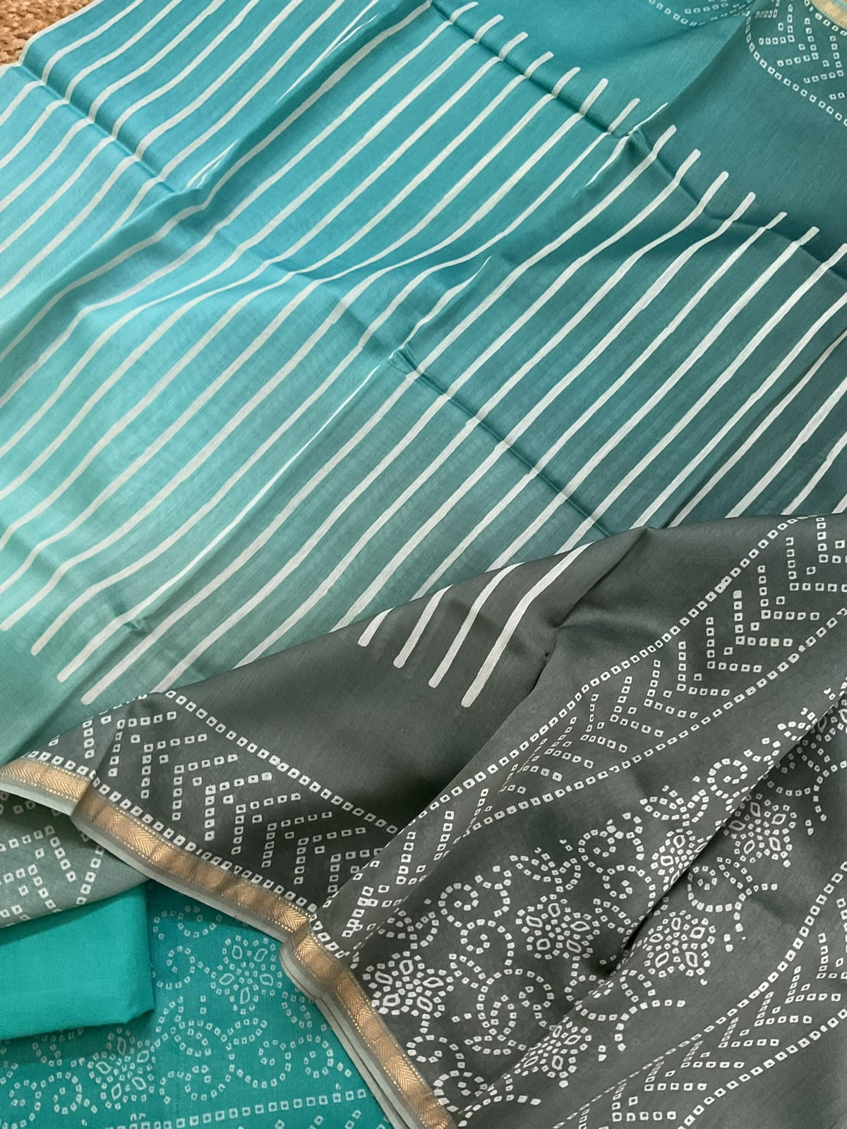 Pure Maheshwari Printed Suit - Blue