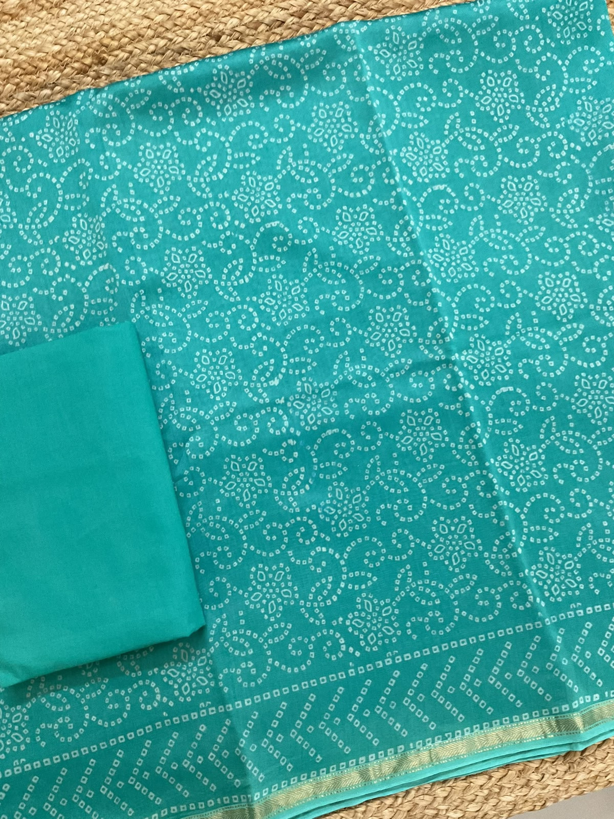 Pure Maheshwari Printed Suit - Blue