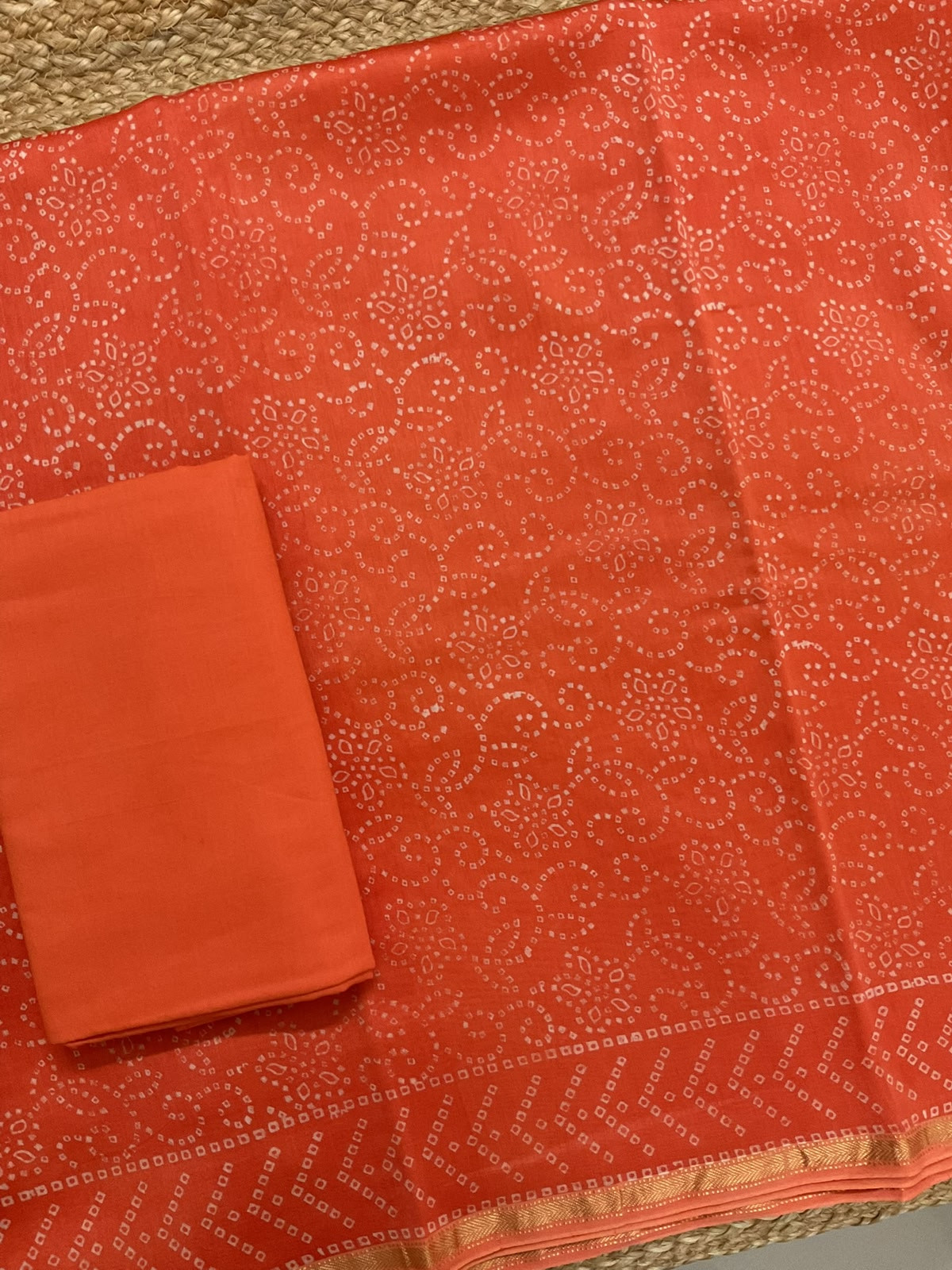 Pure Maheshwari Printed Suit - Orange