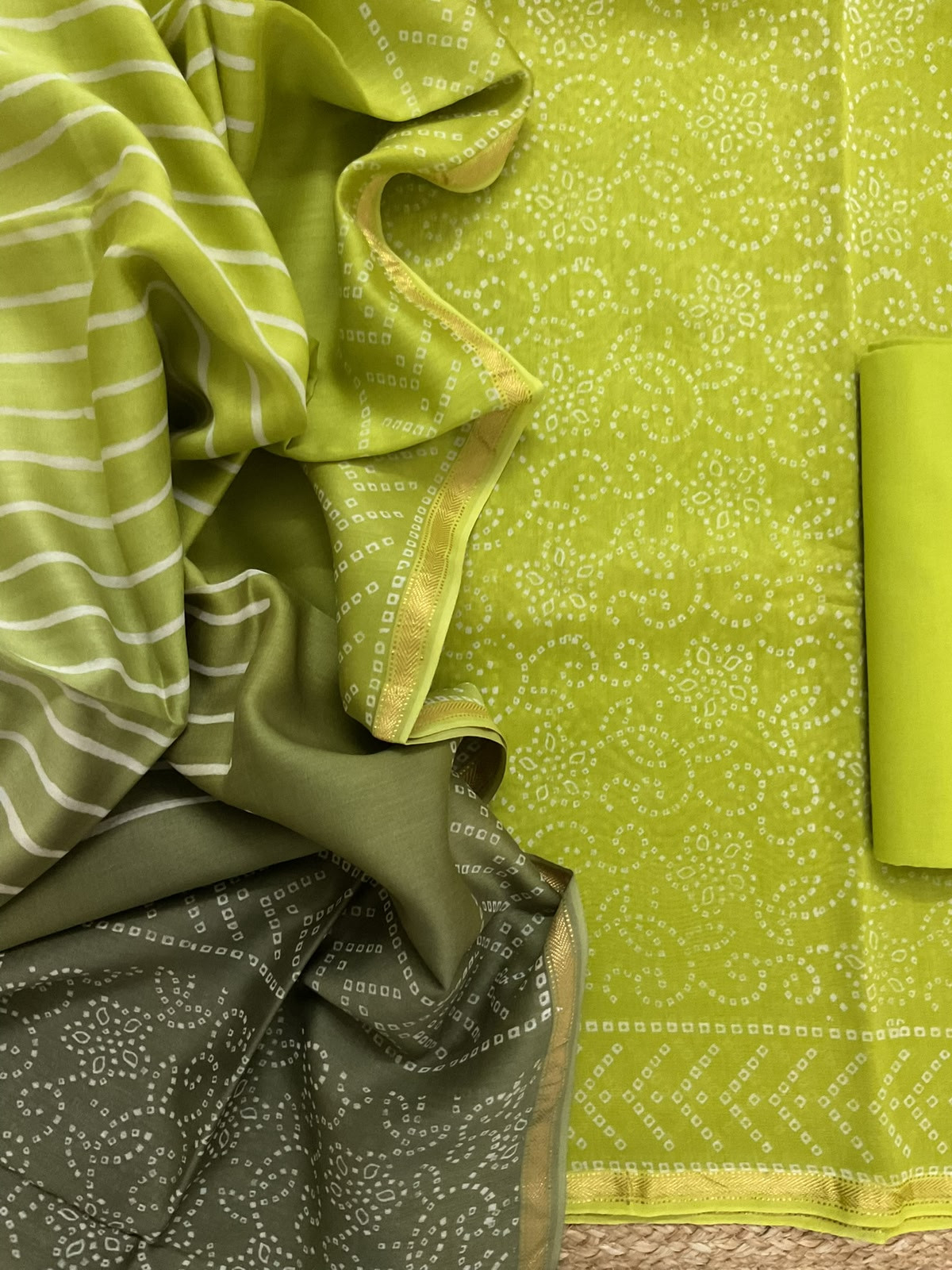Pure Maheshwari Printed Suit - Green