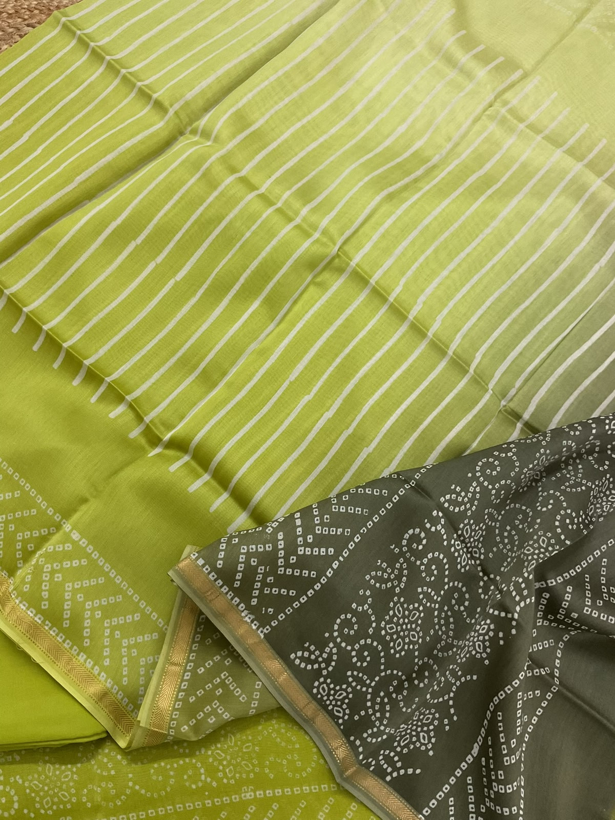 Pure Maheshwari Printed Suit - Green