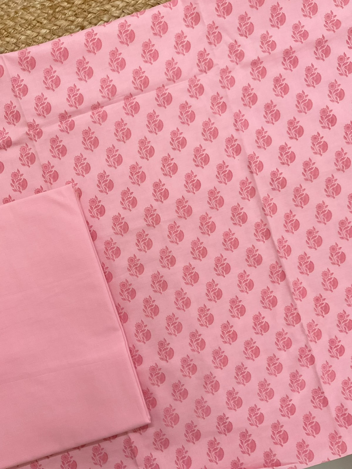 Pure Cotton Printed Embroidered Suit - Pink