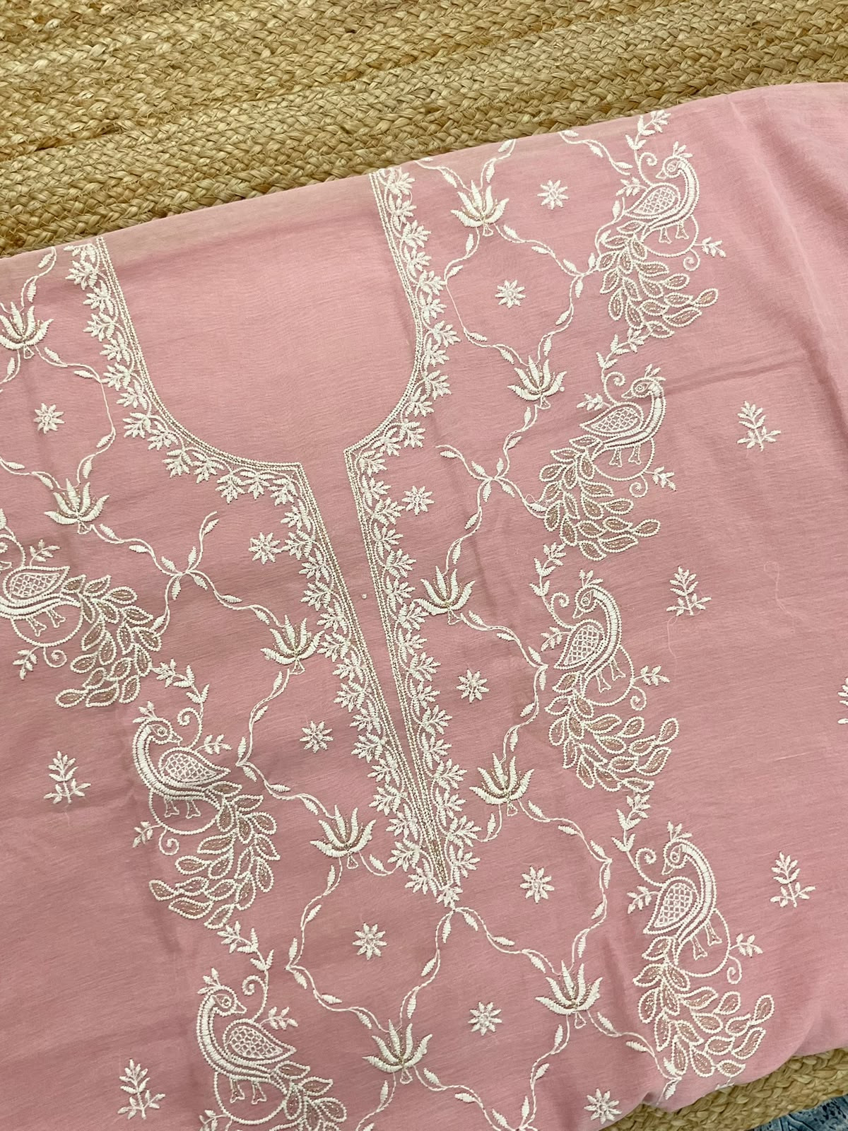 Pure Chanderi Embroidered Suit - Pink