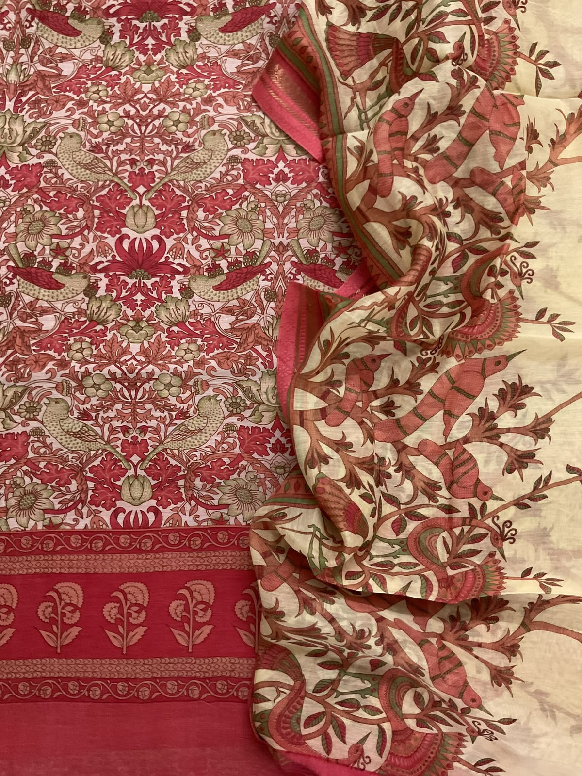 Pure Mul Chanderi Printed Suit - Pink