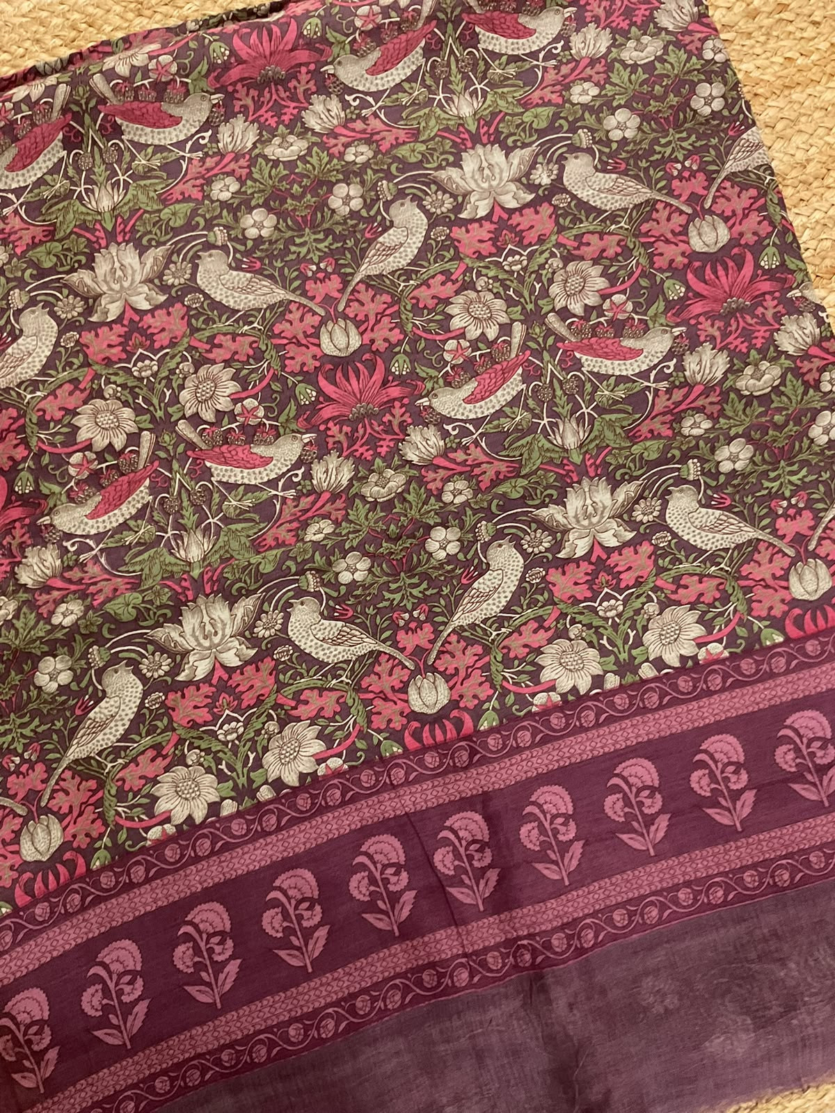 Pure Mul Chanderi Printed Suit - Mauve
