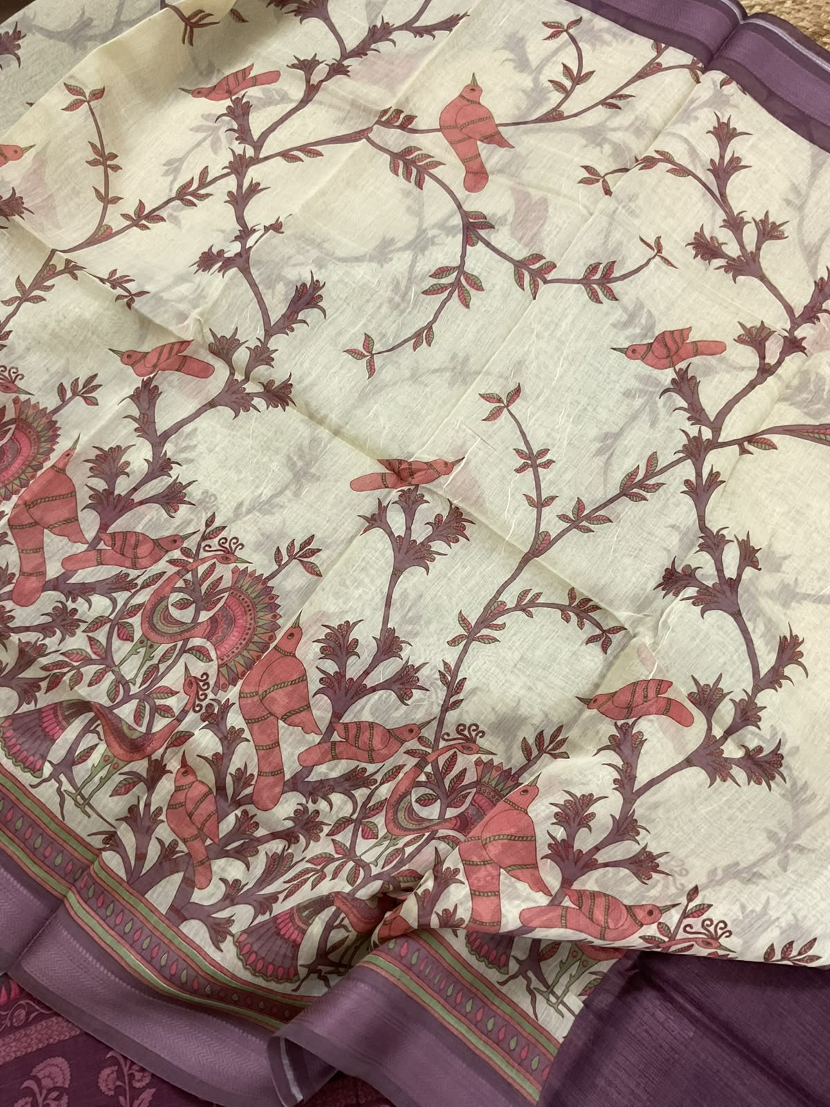 Pure Mul Chanderi Printed Suit - Mauve