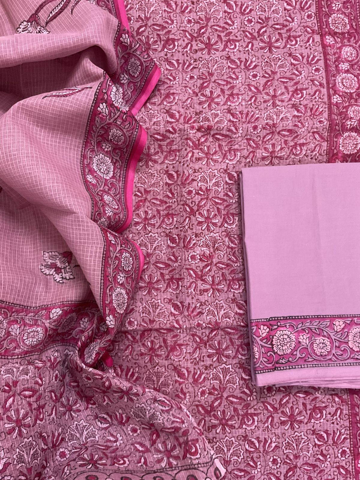 Pure Fine Kota Cotton Printed Suit - Mauve