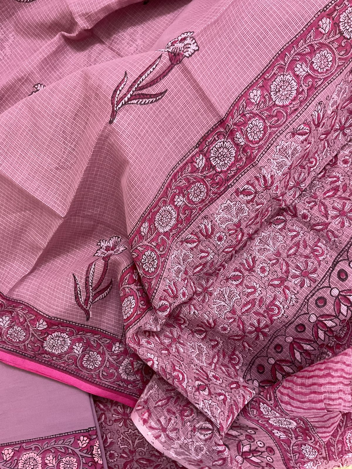 Pure Fine Kota Cotton Printed Suit - Mauve