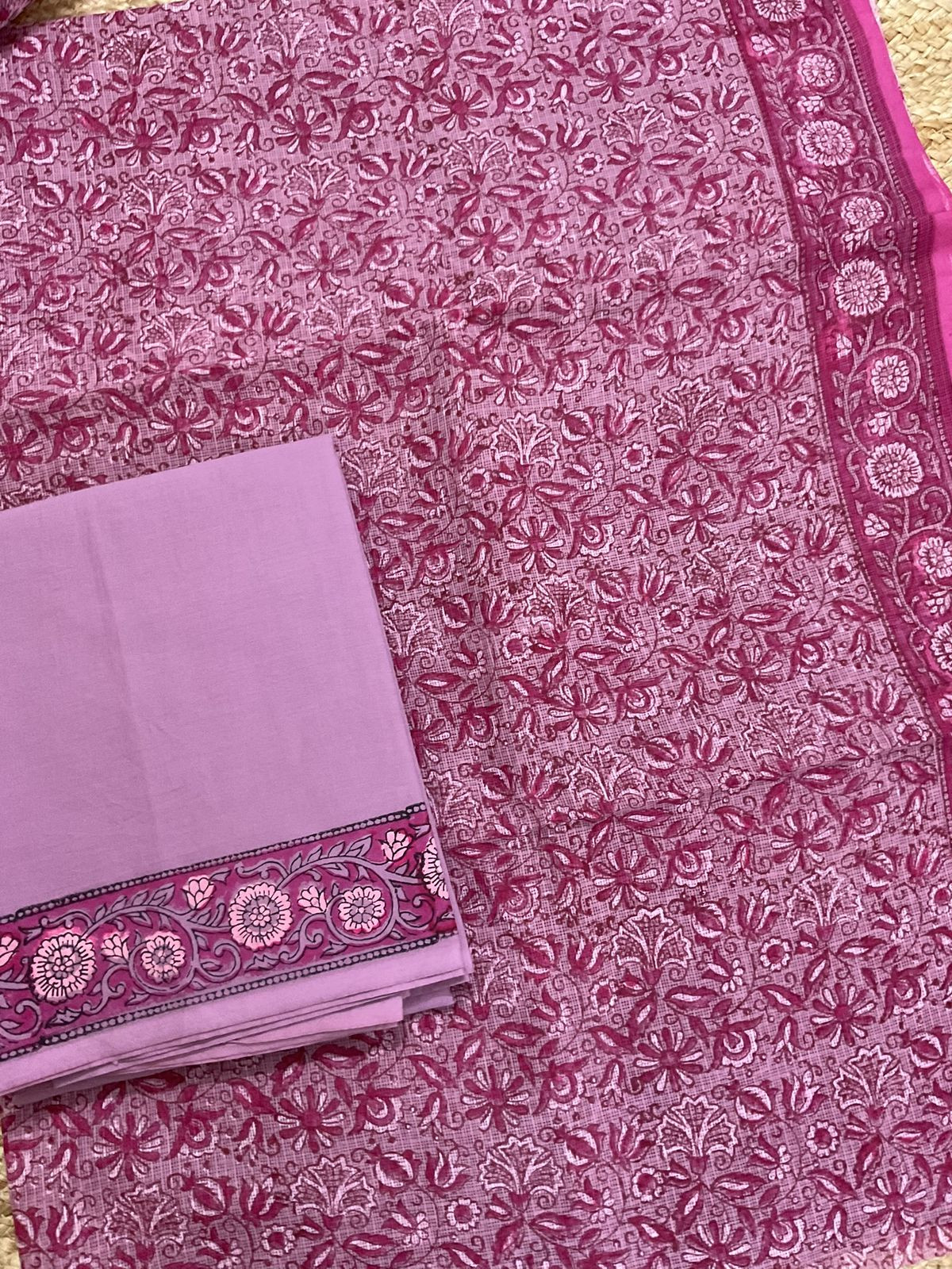 Pure Fine Kota Cotton Printed Suit - Mauve