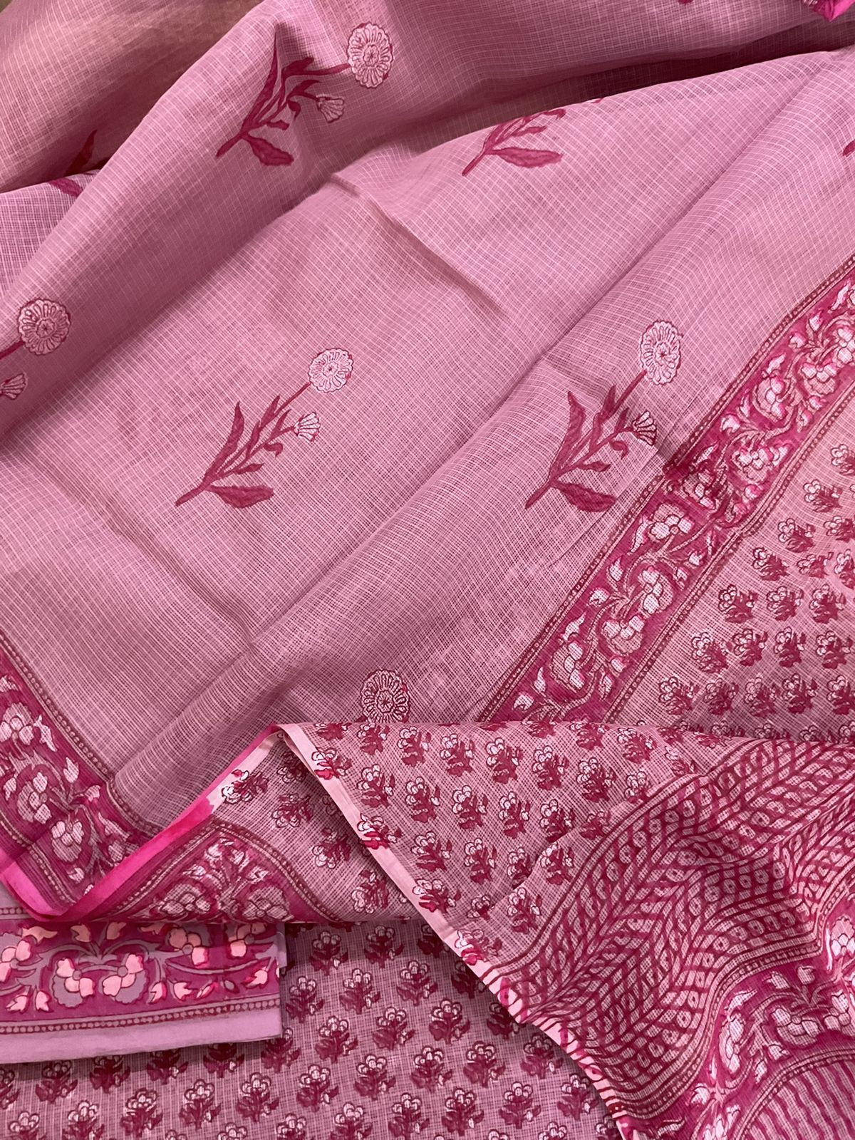 Pure Fine Kota Cotton Printed Suit - Mauve