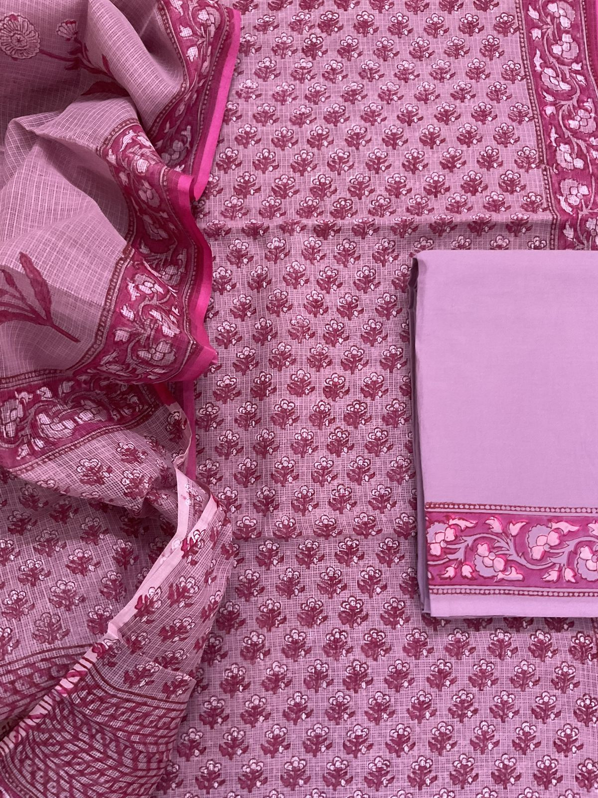 Pure Fine Kota Cotton Printed Suit - Mauve