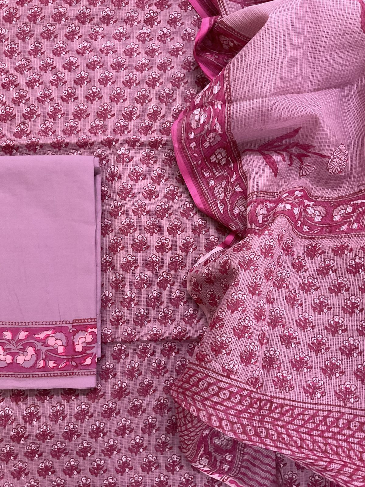 Pure Fine Kota Cotton Printed Suit - Mauve