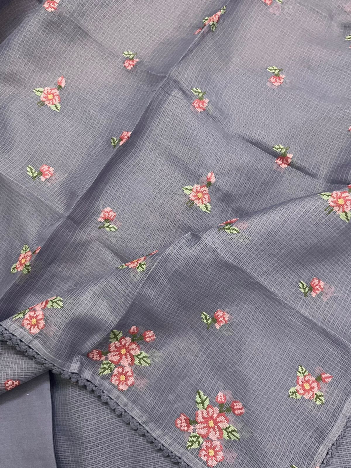 Soft Kota Silk Embroidered Suit - Lavender
