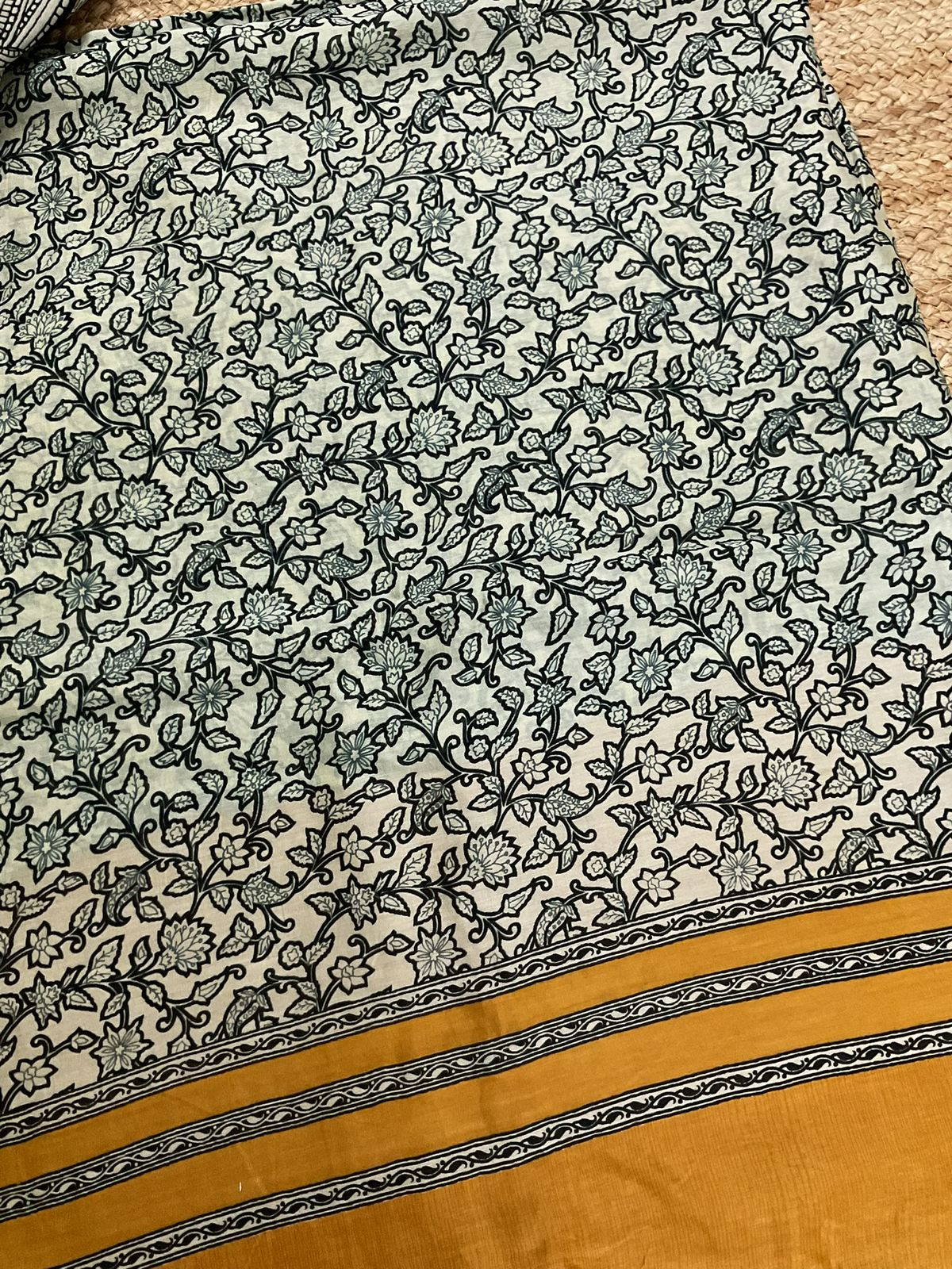 Pure Mul Chanderi Printed Suit - Beige