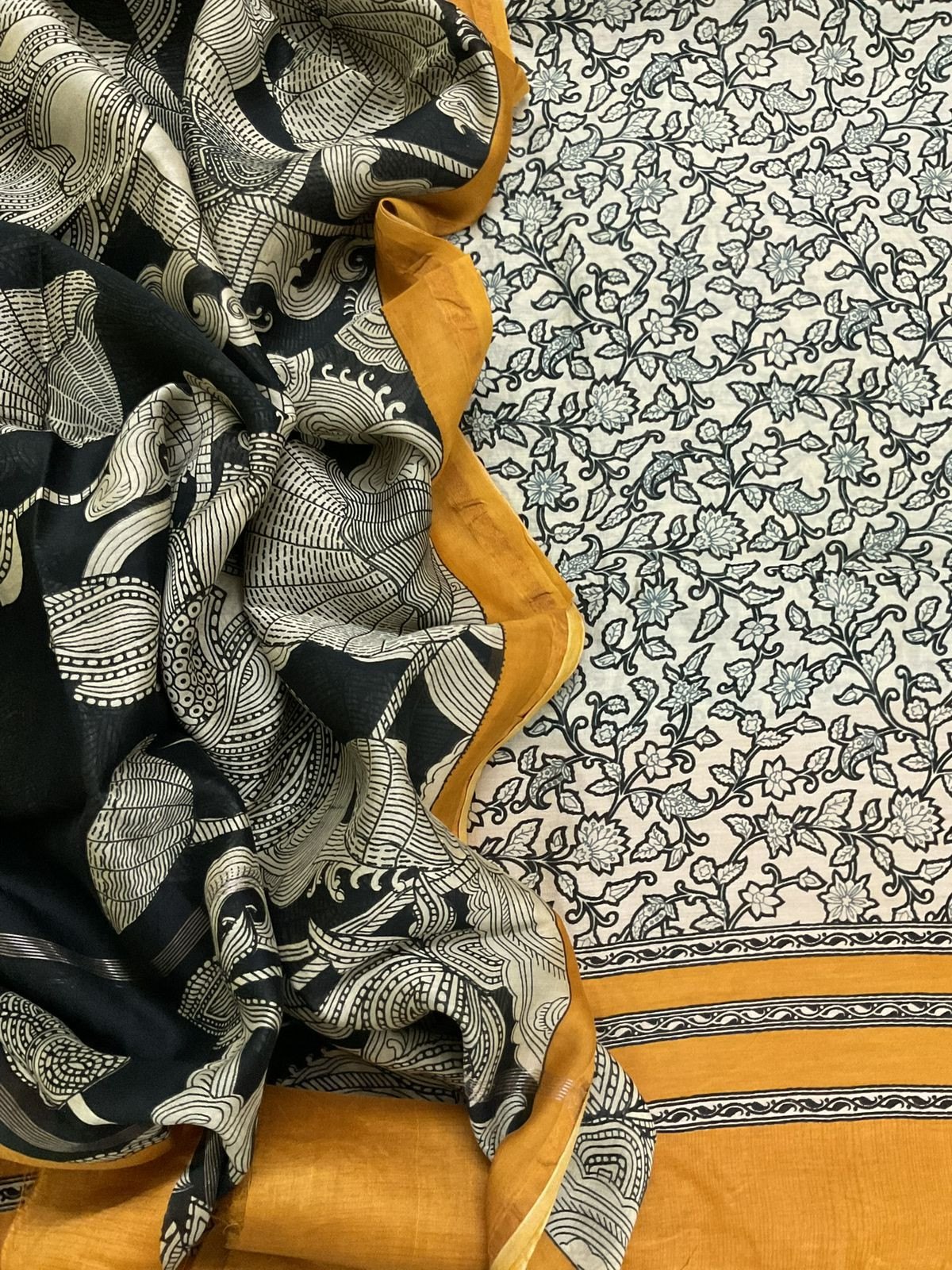 Pure Mul Chanderi Printed Suit - Beige