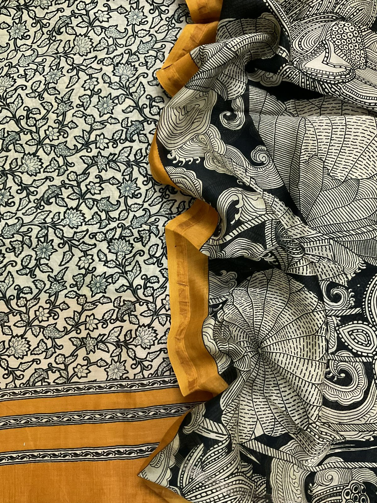 Pure Mul Chanderi Printed Suit - Beige