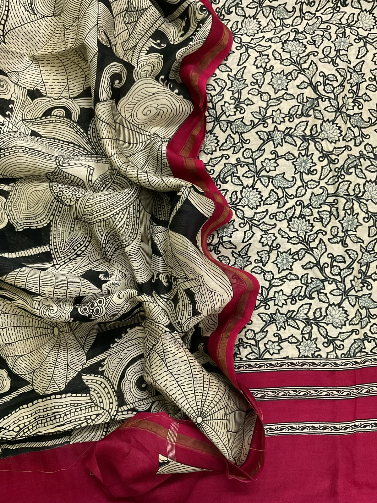 Pure Mul Chanderi Printed Suit - Beige