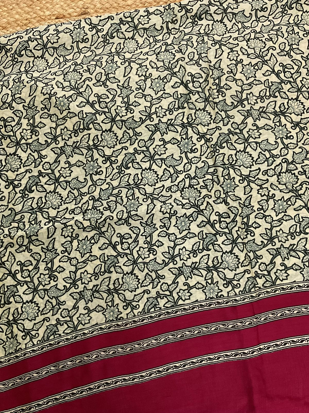 Pure Mul Chanderi Printed Suit - Beige