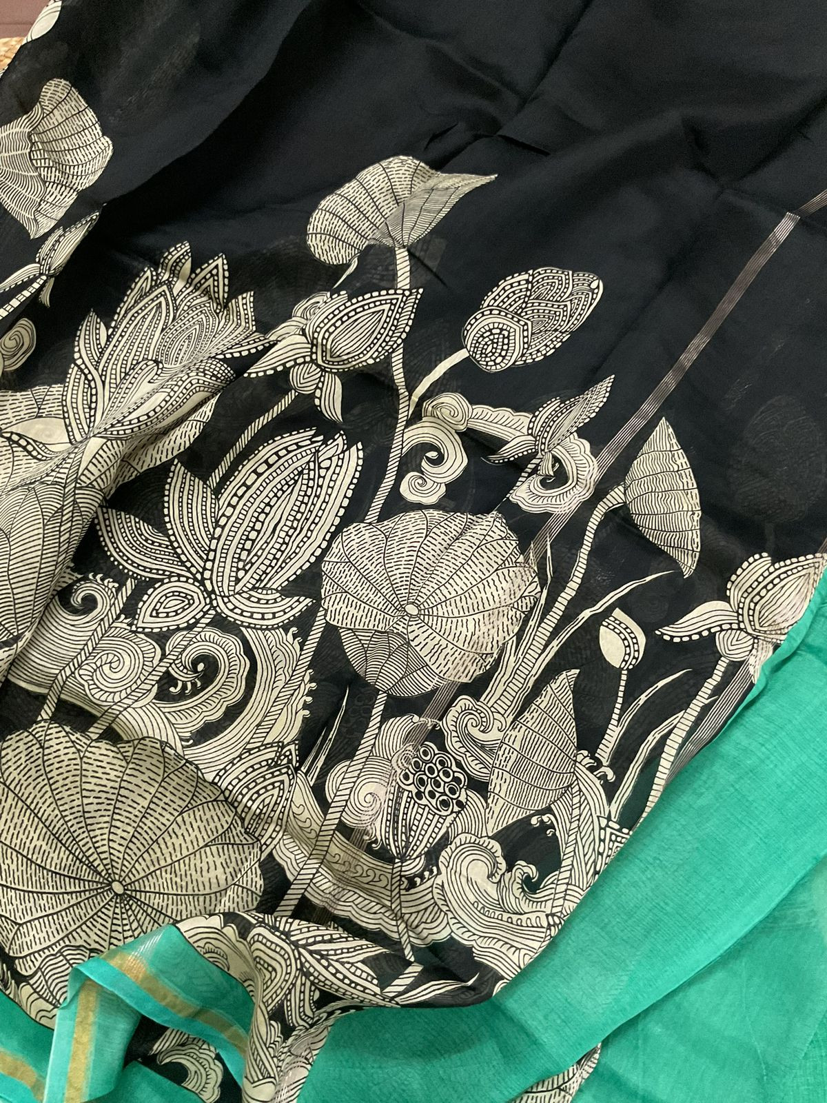 Pure Mul Chanderi Printed Suit - Beige