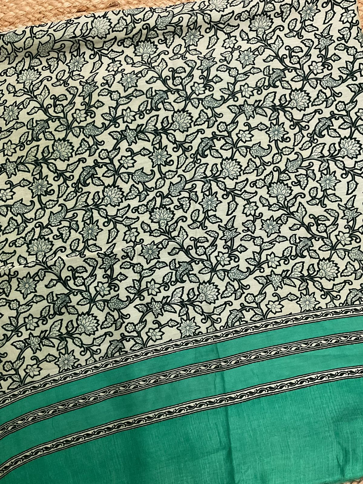 Pure Mul Chanderi Printed Suit - Beige