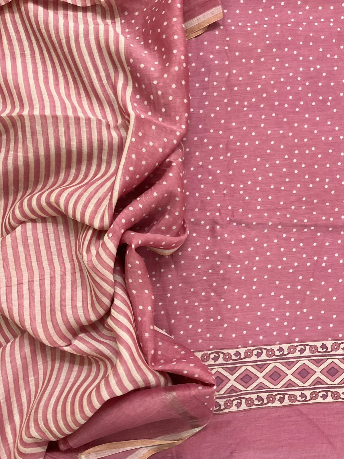 Pure Mul Chanderi Printed Suit - Pink