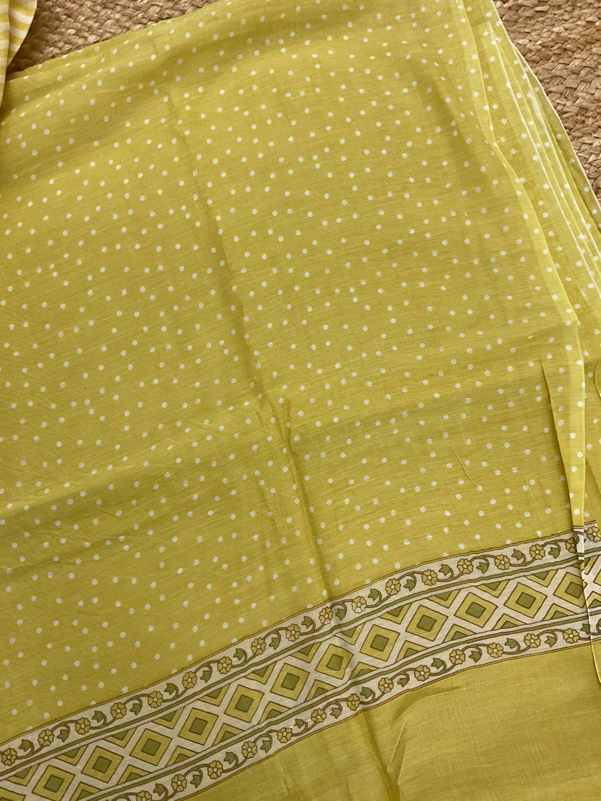 Pure Mul Chanderi Printed Suit - Yellow