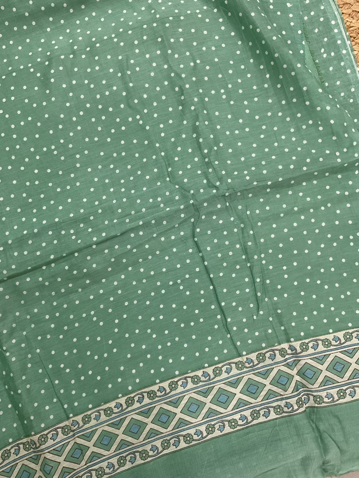 Pure Mul Chanderi Printed Suit - Green