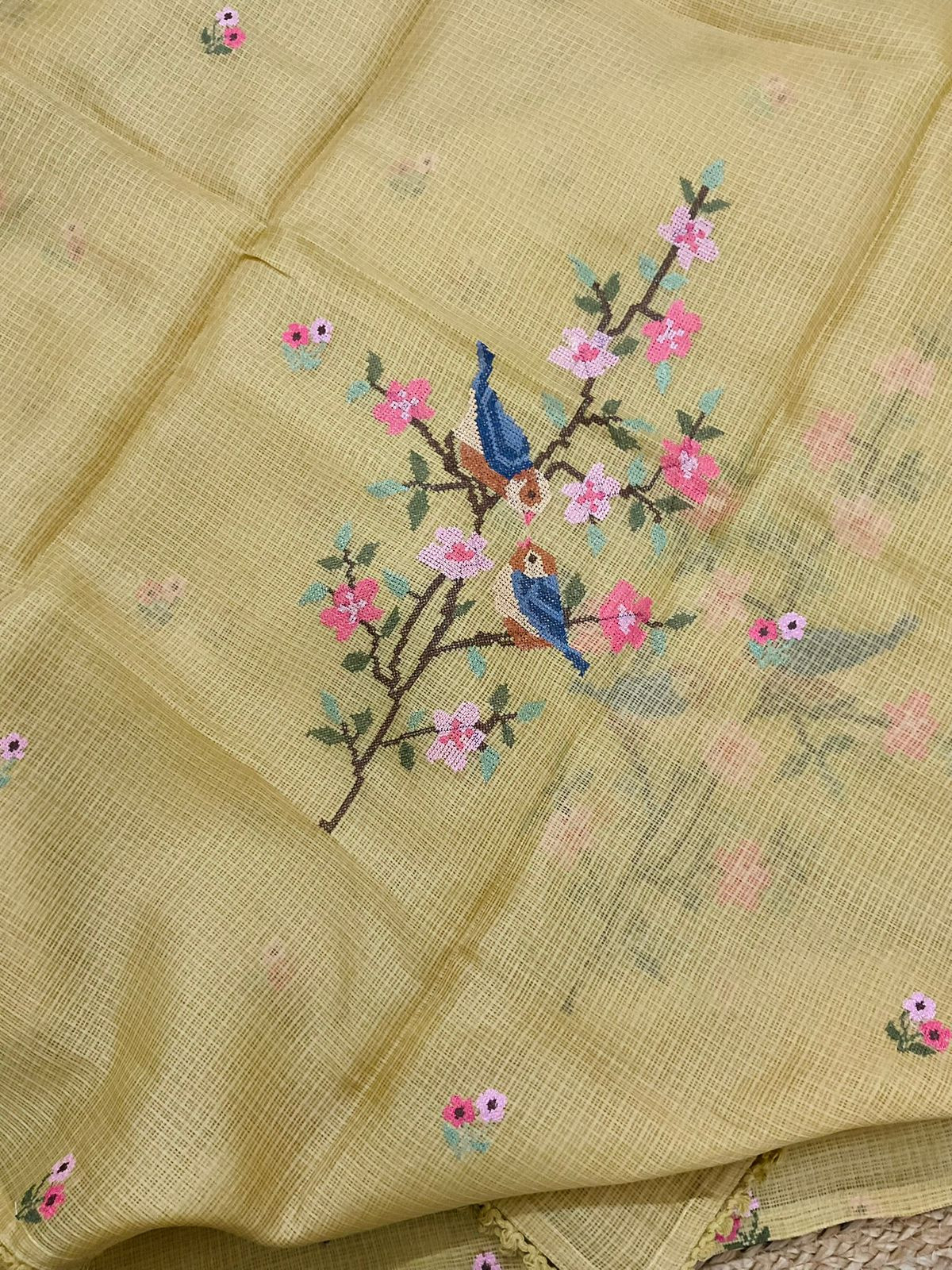 Soft Kota Silk Embroidered Suit - Yellow