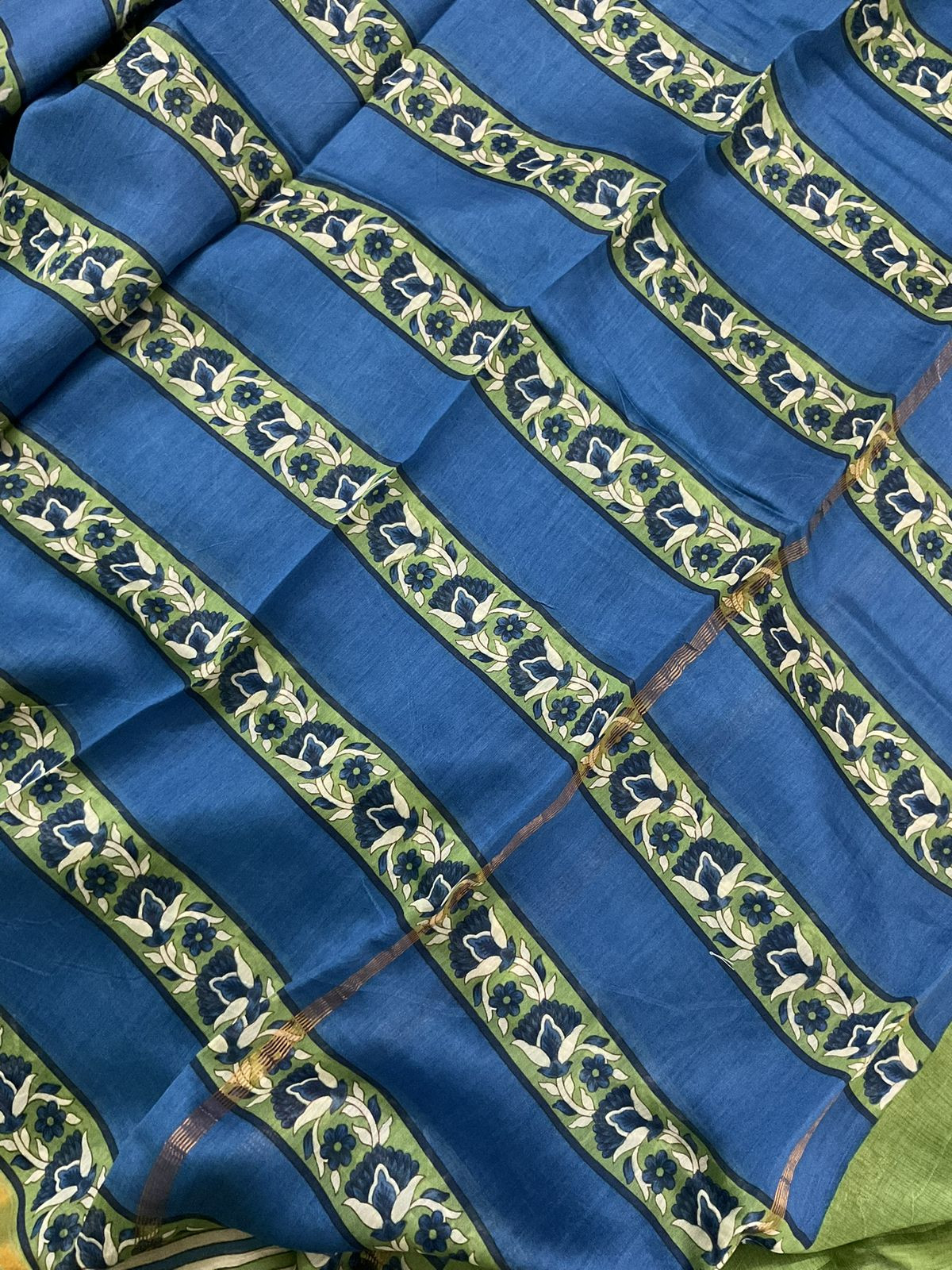 Pure Mul Chanderi Printed Suit - Green